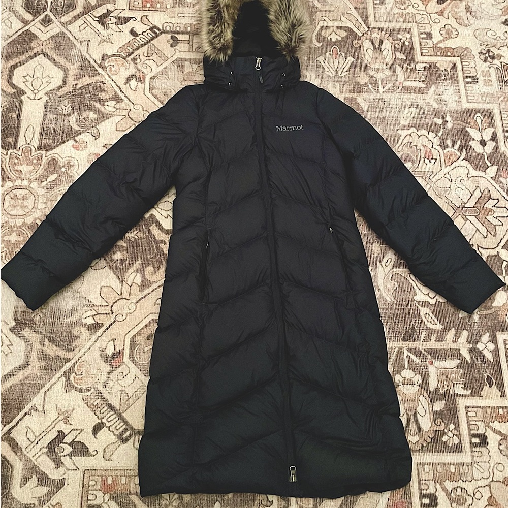 Long Navy Marmot Puffer Coat
